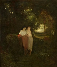 Femmes lisant et panthère dans un paysage, 1869 Femmes lisant et panthère dans un paysage, 1869