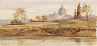 Veduta di Roma con il Tevere e S. Pietro, 1863