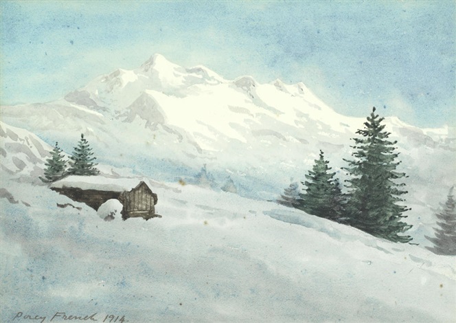 A Cabin In A Snowy Alpine Landscape By William Percy French On Artnet