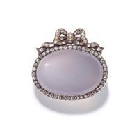 FABERGÉ: CHALCEDONY AND DIAMOND BROOCH,