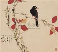 红叶秋禽 (Bird and red leaves)