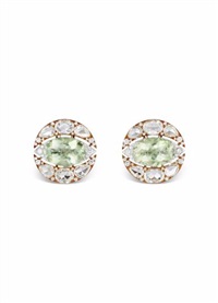 A Pair of Green Quartz, Diamond and Gold Earrings A Pair of Green Quartz, Diamond and Gold Earrings