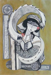 Female figure with flowers