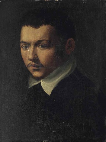 Portrait Of A Young Man Half Length In A Black Gown And White