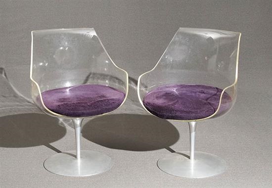 Pair Of Estelle Erwin Laverne Lucite And Aluminum Champagne Chairs