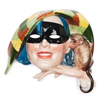 A faience buste of a woman with a masque and , 1950 A faience buste of a woman with a masque and , 1950