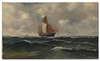 Maritime scene with sailing vessels and..., 1922 Maritime scene with sailing vessels and..., 1922