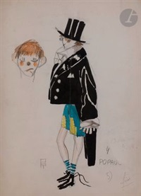 Maquettes de costumes dont : Popaul, Pacha,...