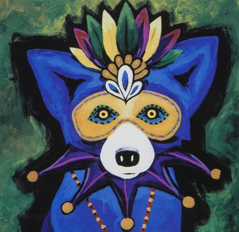 blue dog mardi gras print