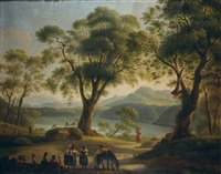Italienische Landschaft mit See und Hirten, 1839