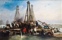 Construction du fort en bois de Boulogne-sur-Mer