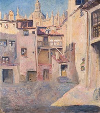 Calle de Segovia con la catedral al fondo, 1948 Calle de Segovia con la catedral al fondo, 1948
