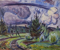 Landschaft mit Bahngleis, 1943
