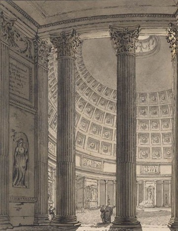 Interior Of The Pantheon From The Portico By Francesco