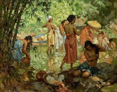 bathers by fernando amorsolo