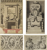Ensemble de neuf dessins d'ornement représentant Ensemble de neuf dessins d'ornement représentant