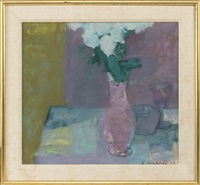 Still life of a vase of white flowers, 1988