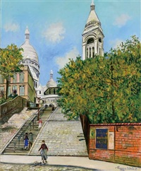 Les escaliers du Sacré-Cœur de Montmartre by Maurice Utrillo