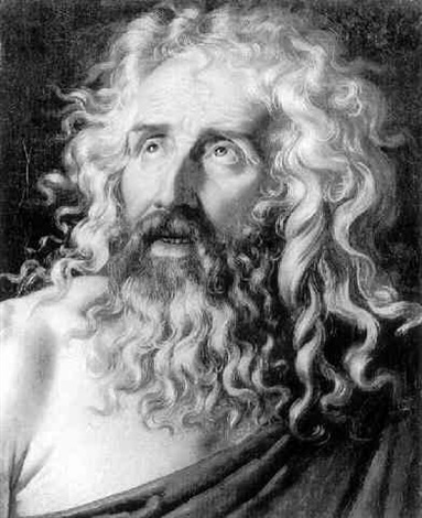 Bust Study Of An Old Man With Long Grey Hair Wearing A Toga By