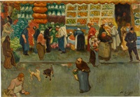 Scène de marché à Paris, 1900