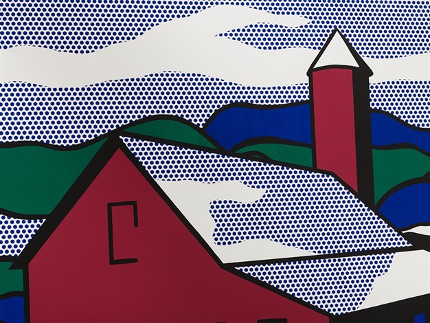 1969 -1989 Serigraph Roy Lichtenstein-Red Barn II