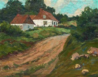 Country Lane with Farmhouse