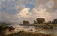 Landscape along the river Elbe near Litoměřice, 1861 Landscape along the river Elbe near Litoměřice, 1861
