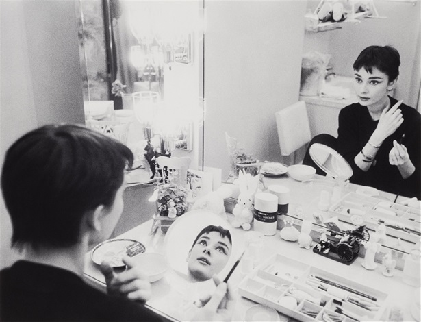 Audrey Hepburn At Make Up Table In Two Mirrors For Mademoiselle By Mark Shaw On Artnet