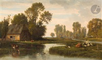 Ferme au bord d’une rivière 