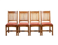 SET FOUR STICKLEY ARTS & CRAFTS OAK SIDE..., 1999