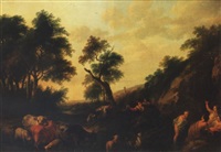 An Italianate landscape with shepherds... An Italianate landscape with shepherds...