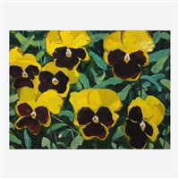Still Life with Yellow and Black Pansies