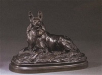 A seated German shepherd