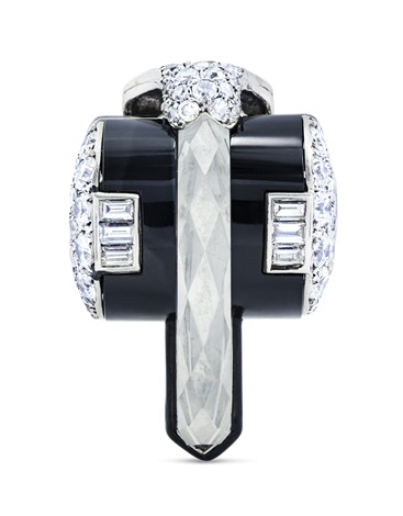 ART DECO ROCK CRYSTAL, ONYX, DIAMOND 