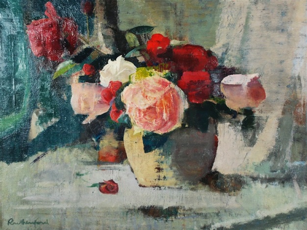 Still Life Vases Of Roses By Harry Rutherford On Artnet