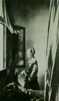 YOUNG WOMAN READING A LETTER AT A WINDOW YOUNG WOMAN READING A LETTER AT A WINDOW
