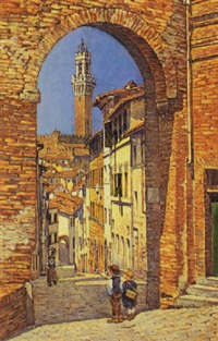 Scorcio di Siena con bambini, 1894–1894