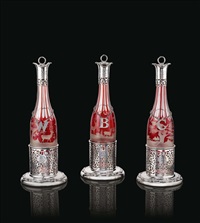A Hallmarked Victorian Set Of Silver & Glass , 1857 A Hallmarked Victorian Set Of Silver & Glass , 1857