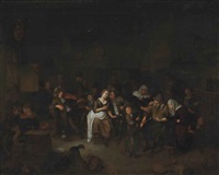 peasants merrymaking in an interior by richard brakenburg