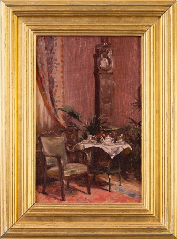 Interior With Table Set For Tea By Minerva Josephine