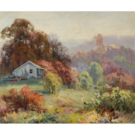 Brown County Autumn Vista With Cabin By Will Vawter On Artnet