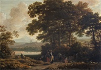 Italienische Landschaft mit Bäuerin