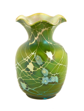 Steuben Aurene Decorated Vase With Millefiori By Steuben Glass On
