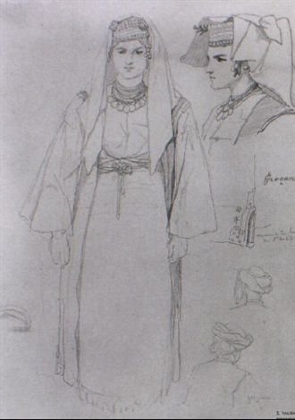 Sketches With Turkish Men And Women By Theodore Valerio On Artnet