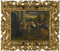 THE HOLY FAMILY WITH SAINTS ANNE AND JOACHIM,... THE HOLY FAMILY WITH SAINTS ANNE AND JOACHIM,...