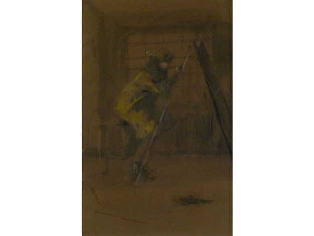 youth drawing an artist working at an easel by harold riley on artnet