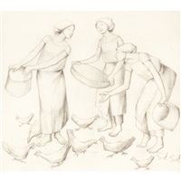 Untitled (Women Feeding Chickens), 1975