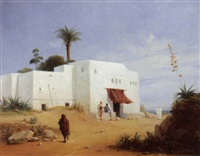 Figures by a house in the Middle East, 1830–1830 Figures by a house in the Middle East, 1830–1830