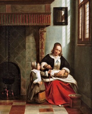 Die Apfelschalerin Wiederholung Nach Dem Gemalde Heute In Der Wallace Collection In London By Pieter De Hooch On Artnet