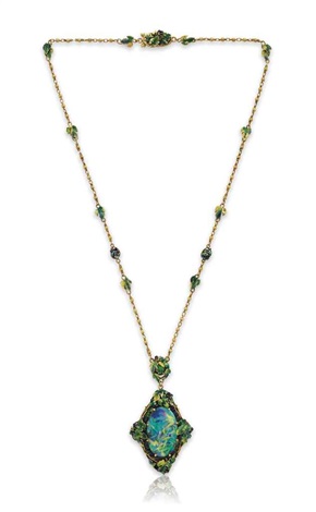 A BLACK OPAL AND MULTI-GEM PENDANT 